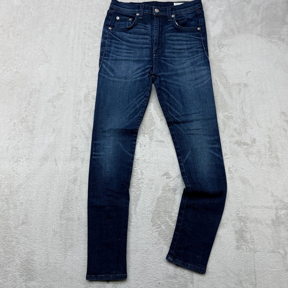 Rag & Bone Skinny Anfield Jeans Womens 27 Dark Blue Ankle Zip Contemporary Denim